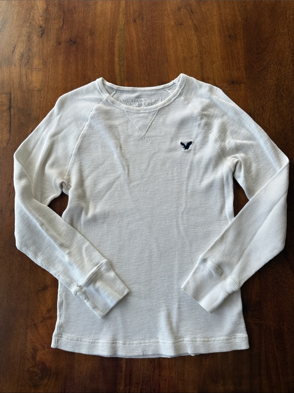 American Eagle Outfitters White Waffle Knit Long-Sleeve Tee for Kids